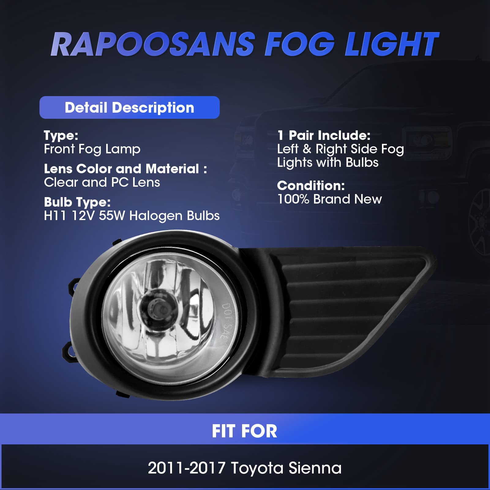 Amazon | RAPOOSANS ドライビングフォグライトランプ アセンブリ